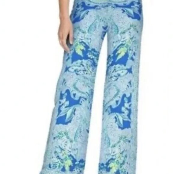 Lilly Pulitzer Bal Harbour Palazzo Pants Sea Sirens Blue Current Sz XL - Picture 4 of 13